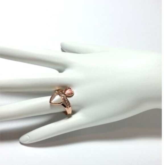 Rose Gold Cocktail Ring Size 6 Cats Eye Heart Plated Valentines Day Gift - Picture 4 of 8